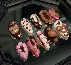 Teddy Bear On Nails, Teddy Nails, Teddy Bear Nails, Bear Nails, Nails Board, Bears Nails, Aesthetic Nails