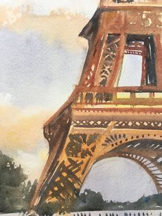 a painting of the eiffel tower in paris