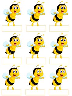 a set of cartoon bees with different poses and expressions for each individual to see on the screen