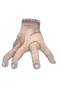 an illustration of a hand with stitches on it