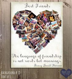 a heart made out of photos with the words best friends