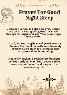 a prayer card with an image of jesus on it and the words, prayer for good night