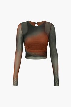 Orange Long Sleeve Top, Mesh Long Sleeve Top, Mesh T Shirt, Clothing Details, Mesh Long Sleeve, Faux Leather Skirt, Grunge Style, List Style, Mode Vintage