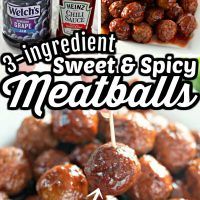 three ingredient sweet and spicy meatballs on a stick