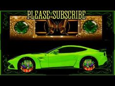 a green sports car with the words please subscribe in front of it