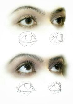 four different types of eyeliners are shown in this drawing lesson for beginners