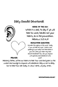 a poster with an image of a ear and a heart on the side that says,'daily doodle devotial verse of the exr while it is said, to