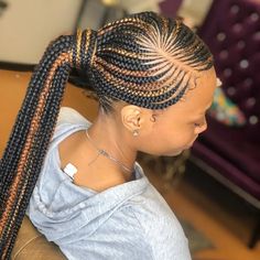 Swoop Ponytail, Cornrows Updo, Feed In Braids Ponytail, Feed In Ponytail, Lemonade Braids Hairstyles, Feed In Braids, Tan Skin Blonde Hair, Braids Ponytail, Kids Braids