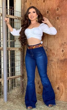 Blue Vaquera Outfit, Top Vaquero, Baile Outfits, Outfit Country, Cow Outfits, Cowgirl Style Outfits