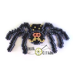 a close up of a spider made out of beads with the words our citron on it