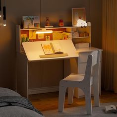 Kids Desk and Chair Set,Kids Study Desk with 3-Color Lights,Tiltable Desktop,Multi Functional Study Study Table For Kids, Toddler Desk, Childrens Desk And Chair, Storage Cabinet For Bedroom, Kids Study Desk, Cabinet For Bedroom, Table For Kids, Kids Study Table, Childrens Desk