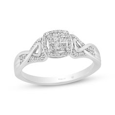 a white gold ring with diamonds on it