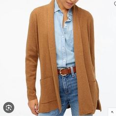 J. Crew Chelsea Cardigan, Brown Nwt Size Xs $118, Asking $50 Jcrew Sweater, Sweater Blazer, Jcrew Women, Cool Sweaters, J Crew Factory, Blazers For Women, Work Outfit, Clothes For Sale, Pullover Sweaters