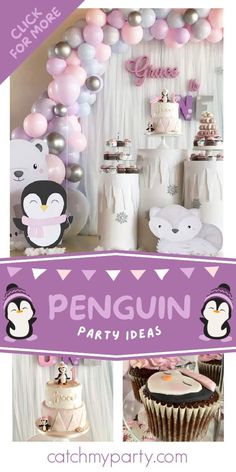 Check out thus cute penguin birthday party! Love the birthday cake! ​ ​See more party ideas and share yours at CatchMyParty.com