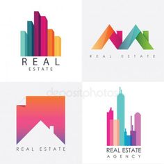 real estate logo design with skyscrapers and buildings