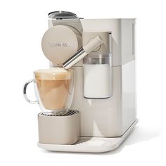 an espresso machine is shown on a white background