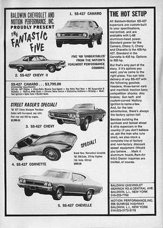 an old advertisement for the pontiac five - door coupe car, with three different models