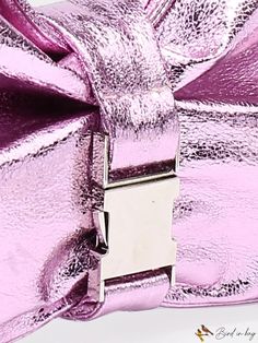 BirdinBag - Contemporary Underarm Bag with Elegant Metallic Shine and Edgy Style Pink Rectangular Shoulder Bag With Fold Over Clasp, Party Bags With Fold Over Clasp And Top Handle, Trendy Party Bags With Magnetic Closure, Ruched Bag, Edgy Style, Underarm Bag, Word Wrap, White Space, Edgy Fashion