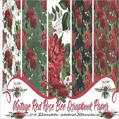 the vintage red rose bee scrapbook paper