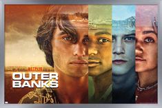 the poster for netflix's outer banks shows three different characters, one with his eyes closed