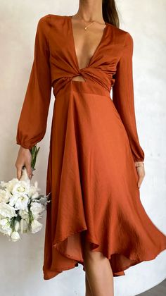 Starry Nights Dress - Rust - Buy Women's Dresses - Billy J Maternity Shoot Dress, 30th Birthday Outfit, Starry Night Dress, Brown Bridesmaid Dresses, Starry Nights, High Low Skirt, 2 Way, Wrap Around