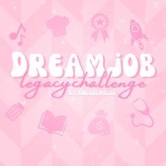 the words dream job and icons are in pink