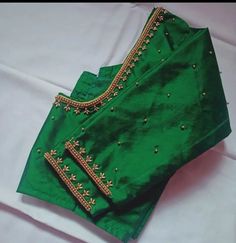 Blouseworkdesigns Simple, Orange Saree Green Blouse Designs, Blouse Simple Hand Work Designs, Green Blouse Designs Simple, Blouse Arie Work, Maggam Works Simple Designs, Green Blouse Aari Work Designs Simple, Tread Work Blouse Designs Simple, Simple Aariwork Blouse Design