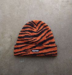 Supreme Supreme Mohair Beanie Tiger Stripe Orange Black BOGO FW20 | Grailed Mohair Beanie, Striped Beanies, Tiger Stripes, Men's Accessories, Accessories Shop, Orange Black, Orange Color, Wool Blend