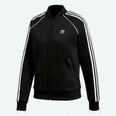 Adidas Originals Women's Superstar Track Jacket Black/White Ce2392 Medium New Adidas Outfit Women, Adidas Zip Up, Tricot Fabric, Adidas Track Jacket, Adidas Originals Superstar, Adidas Originals Women, Adidas Track, Adidas Online, Jackets Online