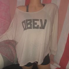 Obey Long Sleeve Tee Nwt!!! Size: S (Oversized) Color: Rose W/ Black Lettering Obey Is Always One Of The Most Comfortable Brands And Looks Good With Almost Anything. So Super Soft. ~Dolman Sleeves ~”Obey” Graphic Modal Blend Tee ~50% Cotton, 50% Modal *Any Questions Please Feel Free To Ask **Any Reasonable Offers Would Be Considered ***Smoke-Free Home Oversized Pink Top For Day Out, Pink Crew Neck Top For Day Out, Stretch Graphic Print Tops For Day Out, Oversized Pink T-shirt For Day Out, Long Sleeve Graphic Print Top For Day Out, Black Letter, Dolman Sleeve, Long Sleeve Tee, Long Sleeve Tees