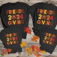 DESIGN: Friendsgiving might be better than Family Thanksgiving dinner. Celebrate with these Friendsgiving dinner party matching t-shirts.  HOW TO ORDER 1. Select your first color/design/size and click "ADD TO CART" 2. To order multiples, add your 1st choice to cart & click the title to return to listing and add your next shirt. Click the thumbnail image to return to the listing. 3. Repeat to add in other shirt styles/sizes. 4. Check your shipping address to make sure it's correct 5. Complete checkout STYLE: Unisex cut flattering for men and women SIZING: Please refer to the sizing chart. This is a looser fit for women, go down a size if you would like a tighter fit--but refer to the sizing chart for more accuracy. If you have a favorite t-shirt, lay it flat and measure the width and the le Best Friends Party, Friendsgiving Dinner Party, Thanksgiving Friendsgiving, Friendsgiving Dinner, Funny Thanksgiving Shirts, Matching T Shirts, Cousin Crew, Family Thanksgiving, Thumbnail Image