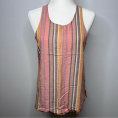 New With Tags Drew Anthropologie Linen Cotton Blend Sleeveless Top Frayed Front Hem, Lightweight And Perfect For Summer. Beautiful Colors. Use This With Cut Off Black Shorts, Light Wash Skinny Jeans, And Flowy Linen Pants ... Stunning Women’s Size Small Flowy Linen Pants, Black Sleeveless Top, Linen Tank, Pink Tank, Summer Blouses, Striped Tank Top, Front Tie Top, Pink Tank Top, Striped Tank