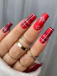 Multicolor  Collar    Color Nails Embellished   Beauty Tools Nails Ballerina, Press Nails, Red Christmas Nails, Nagel Tips, Her Nails, Nails Red, Nail Forms, Nagel Inspo, Womens Nails