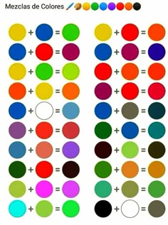 an image of colorful circles with the same color as each one in spanish and english