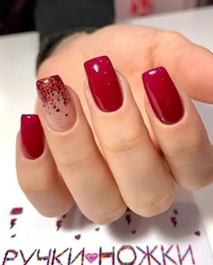 Red Nails Glitter, Red Acrylic Nails, Short Square Nails, Nail Designs Valentines