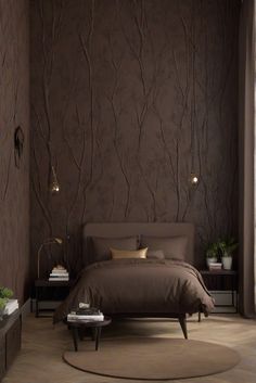 brown bedroom decor, forest themed bedroom, trendy bedroom design, dark brown interior design
home decorating, home interior, home interior design, home decor interior design Rich Wall Color Interiors, Brown Earthy Bedroom, Dark Brown Walls Bedroom, Brown Wallpaper Bedroom, Brown Bedroom Paint, Cozy Bedroom Brown, Brown Wall Bedroom, Brown Accent Wall Bedroom, Dark Brown Bedroom Walls