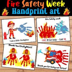 fire safety week handprint art for kids