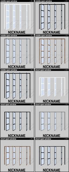 the different types of windows are shown in this graphic style, and each window is labeled with