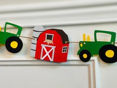 Barn and Tractor Banner Barnyard Party Banner Tractor | Etsy Farm Birthday Decor, Tractor Party Decorations, Matching Banners, Tractor Party, Jungle Theme Birthday, Barnyard Party, Farm Birthday, Birthday Party Banner, Farm Theme