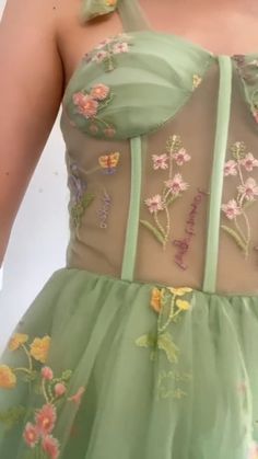 corset green floral A-line short tulle homecoming dress princess dress #homecoming2023 #homecomingdresses Summer Gown With Fitted Bodice And Sweetheart Neckline, Feminine Gown With Sweetheart Neckline For Spring, Spring Evening Boned Bodice, Wedding Corset Dress With Floral Embroidery And Fitted Bodice, Spring Wedding Bodice, Spring Gown With Boned Bodice And Sweetheart Neckline, Spring Gown With Sheer And Fitted Bodice, Summer Organza Gown With Sweetheart Neckline, Fitted Bodice For Spring Wedding