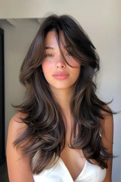 27 Timeless Long Hair with Bangs Hairstyles Everyone’s Talking About Cute Haircuts Long Hair Layers, Layers For Side Part, Long Hair Haircuts Women, Long Layer And Face Framing, Haircut For Medium Hair Length, Long Haircut With Layers And Curtain Bangs, Haircut Inspo For Medium Length Hair, Brown Hair With Layers Medium Length, Face Framing Curtain Bangs Brunette