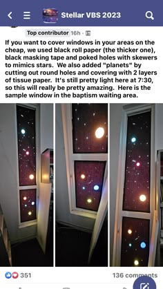 an instagramted photo shows the inside of a window with lights coming from it