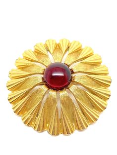 1950s Art Deco Style Red Glass Goldtone Circular Brooch In fine vintage condition Measures 5.1 cm  In Fine Vintage Condition 🎀Thank you so much for looking🎀 Please don't miss my other items in this shop: https://www.etsy.com/uk/shop/PoshGemz Note (Sometimes the photos make items  seem much bigger than they are - to avoid  disappointment please check out the  measurements at the end of all listings) *Please note I don't add boxes it makes  postage expensive  (Unless it is a box that is bespoke Vintage Red Pins For Gifts, Vintage Red Pins As Gift, Vintage Red Pins For Gift, Retro Red Brooch Jewelry, Red Retro Brooch Jewelry, Vintage Red Brooches For Formal Occasions, Red Formal Costume Jewelry Brooches, 1950s Art, Large Letters