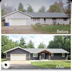 before and after photos of a house in the suburbs