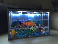 a fish tank filled with lots of different types of items