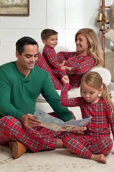 famjams + matching family pj's + matching pajamas + baby pajamas + toddler pajamas + mommy and me outfits + holiday pajamas + christmas pajamas + christmas photos + holiday pictures + red plaid pajamas + family holiday pajamas Plaid Christmas Pajamas, Green Plaid Christmas, Red Pajamas, Footie Pajamas, Footed Pajamas