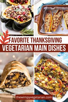 thanksgiving vegetarian main dishes with text overlay