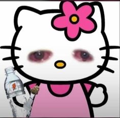 an image of a hello kitty holding a water bottle