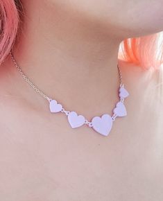 Hearts Necklace - Pop Pastel Hearts Jewelry, Kawaii Necklace, Pastel Necklace, Heart Jewelry Set, 16 Necklace, Butterfly Stud Earrings, Hearts Necklace, Butterfly Earrings Stud, Earring Post