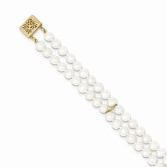 Protected by our 30-Day Risk Free Returns!Metal: 14k Yellow GoldLength: 7.5 inchWidth: 5.5 mmStone: PearlFinish: PolishedFree U.S. Shipping for orders over $99 Cultured Pearl Bracelet, Yellow Pearl, Fine Jewelry Bracelets, Pearl Types, Yellow Gold Bracelet, Pearl Gemstone, Strand Bracelet, Fine Jewelry Gift, Britney Spears